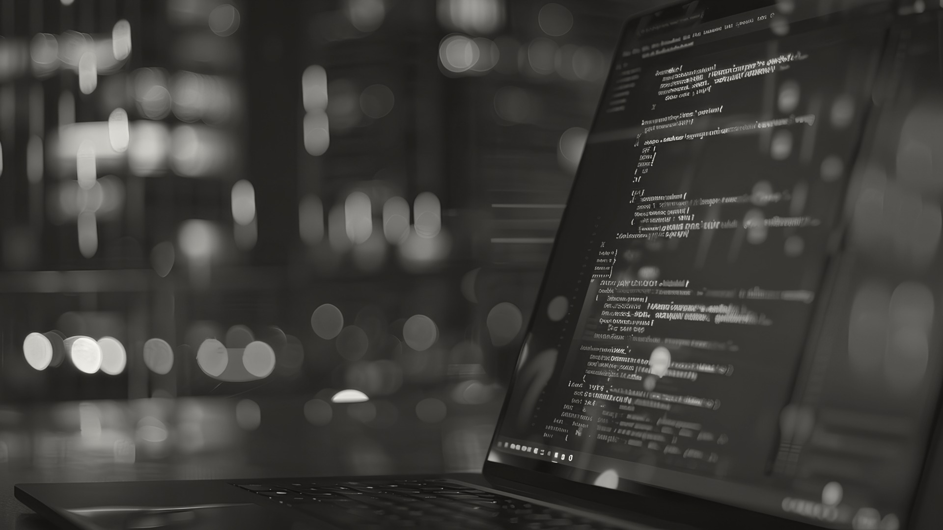 Code and technical data displayed on a screen